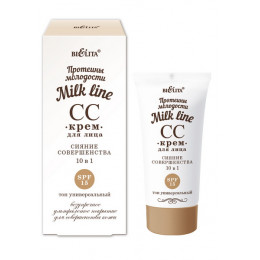 СС-Крем для лица Белита Milk line Протеины молодости Сияние совершенства 10 в 1 SPF 15 30 мл